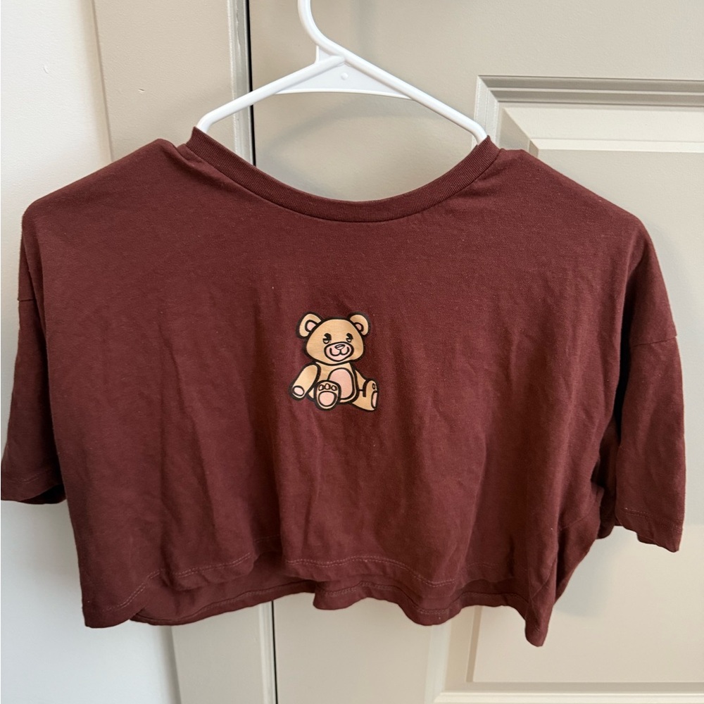 Aritzia Brown Kids T-Shirt with Teddy Bear